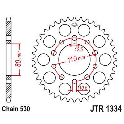 JT Sprockets Rear Steel Sprocket 42 Tooth 42T 530 Chain JTR1334.42