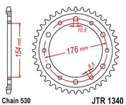 JT Sprockets Rear Steel Sprocket 43 Tooth 43T 530 Chain JTR1340.43