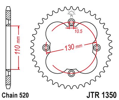 JT Sprockets Rear Steel Sprocket 36 Tooth 36T 520 Chain JTR1350.36