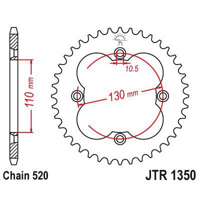 JT Sprockets Rear Steel Sprocket 38 Tooth 38T 520 Chain JTR1350.38