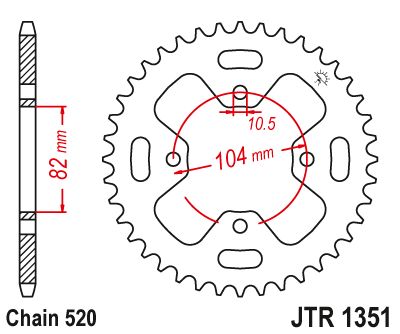 JT Sprockets Rear Steel Sprocket 40 Tooth 40T 520 Chain JTR1351.40