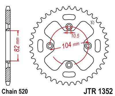 JT Sprockets Rear Steel Sprocket 40 Tooth 40T 520 Chain For Honda ATC350X 1986 JTR1352.40