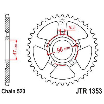 JT Sprockets Rear Steel Sprocket 40 Tooth 40T 520 Chain JTR1353.40