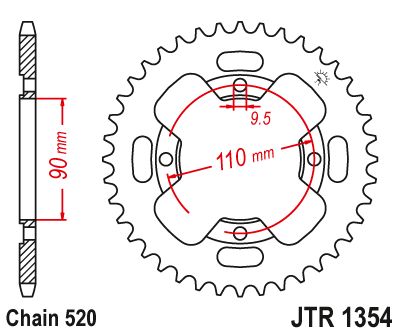 JT Sprockets Rear Steel Sprocket 38 Tooth 38T 520 Chain JTR1354.38