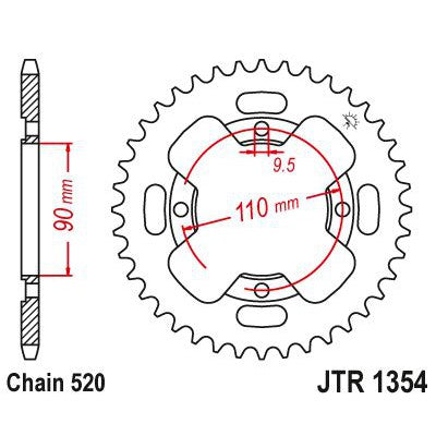 JT Sprockets Rear Steel Sprocket 38 Tooth 38T 520 Chain JTR1354.38