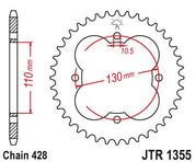 JT Sprockets Rear Steel Sprocket 48 Tooth 48T 428 Chain JTR1355.48