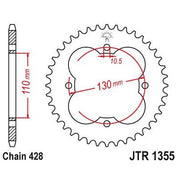 JT Sprockets Rear Steel Sprocket 48 Tooth 48T 428 Chain For Honda FourTrax 125 TRX125 2x4 1987-1988 JTR1355.48