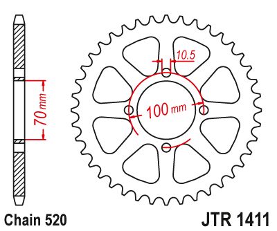 JT Sprockets Rear Steel Sprocket 50 Tooth 50T 520 Chain JTR1411.50