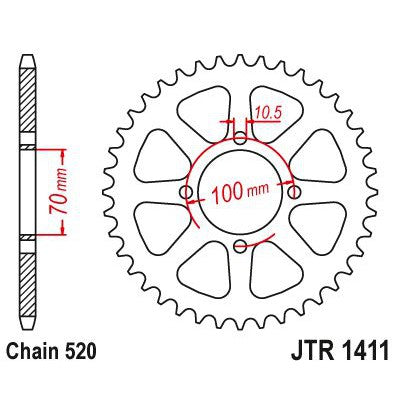 JT Sprockets Rear Steel Sprocket 50 Tooth 50T 520 Chain JTR1411.50