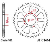 JT Sprockets Rear Steel Sprocket 43 Tooth 43T 520 Chain JTR1414.43