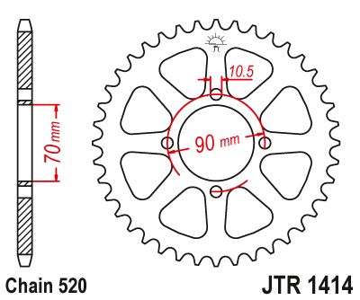 JT Sprockets Rear Steel Sprocket 43 Tooth 43T 520 Chain JTR1414.43