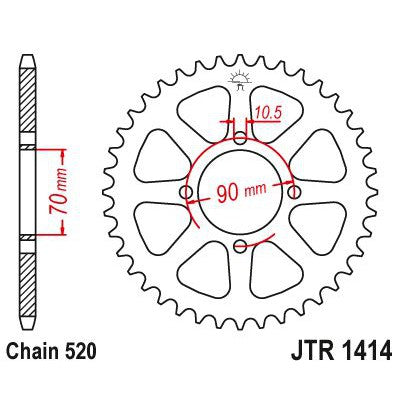 JT Sprockets Rear Steel Sprocket 41 Tooth 41T 520 Chain JTR1414.41