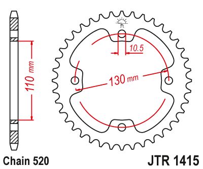 JT Sprockets Rear Steel Sprocket 38 Tooth 38T 520 Chain JTR1415.38