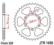 JT Sprockets Rear Steel Sprocket 40 Tooth 40T 520 Chain For Kawasaki KL250 A1-A2 1977-1978 JTR1458.40