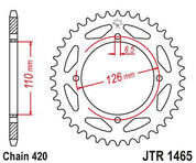 JT Sprockets Rear Steel Sprocket 46 Tooth 46T 420 Chain JTR1465.46