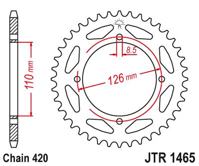 JT Sprockets Rear Steel Sprocket 46 Tooth 46T 420 Chain JTR1465.46