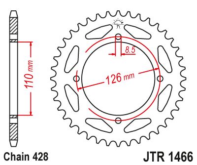 JT Sprockets Rear Steel Sprocket 46 Tooth 46T 428 Chain JTR1466.46