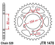 JT Sprockets Rear Steel Sprocket 34 Tooth 34T 520 Chain For Polaris Sport 400L 1994-1999 JTR1478.34