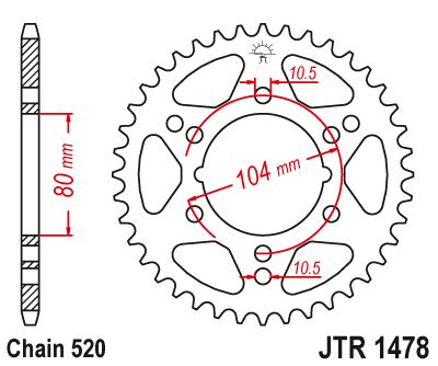 JT Sprockets Rear Steel Sprocket 34 Tooth 34T 520 Chain For Polaris Sport 400L 1994-1999 JTR1478.34