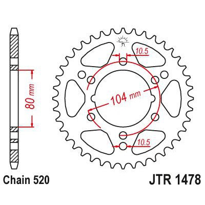 JT Sprockets Rear Steel Sprocket 42 Tooth 42T 520 Chain JTR1478.42