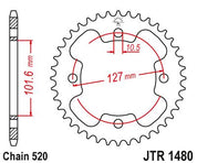 JT Sprockets Rear Steel Sprocket 37 Tooth 37T 520 Chain JTR1480.37