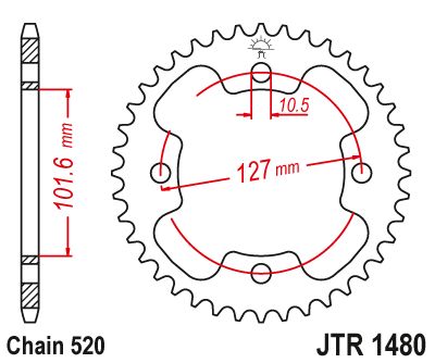 JT Sprockets Rear Steel Sprocket 37 Tooth 37T 520 Chain JTR1480.37