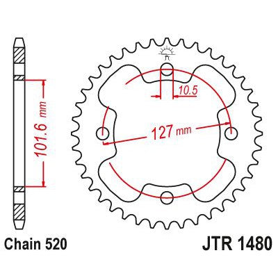 JT Sprockets Rear Steel Sprocket 38 Tooth 38T 520 Chain JTR1480.38