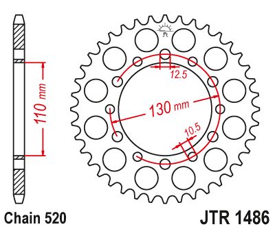 JT Sprockets Rear Steel Sprocket 41 Tooth 41T 520 Chain JTR1486.41