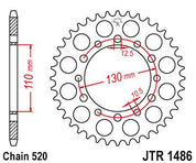 JT Sprockets Rear Steel Sprocket 44 Tooth 44T 520 Chain JTR1486.44