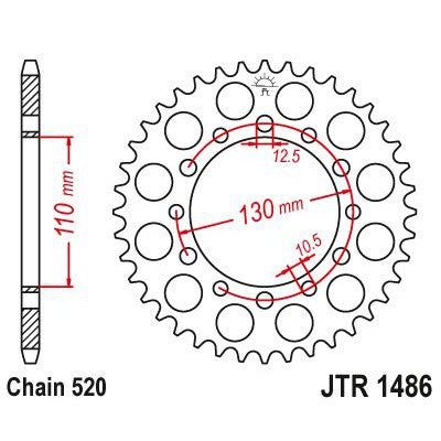JT Sprockets Rear Steel Sprocket 42 Tooth 42T 520 Chain JTR1486.42