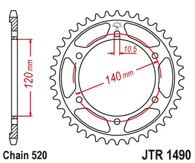 JT Sprockets Rear Steel Sprocket 40 Tooth 40T 520 Chain JTR1490.40