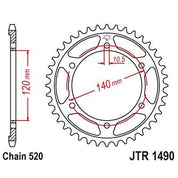 JT Sprockets Rear Steel Sprocket 44 Tooth 44T 520 Chain For Kawasaki Ninja ZX4R ZX400 ABS 1987-1988 JTR1490.44