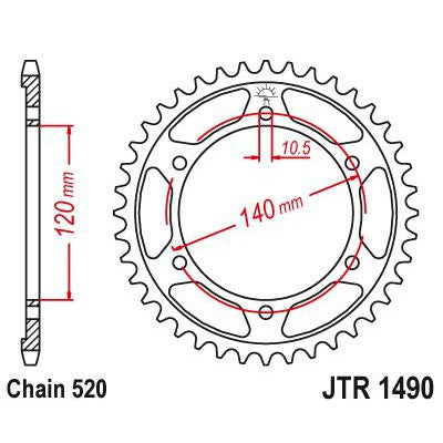 JT Sprockets Rear Steel Sprocket 43 Tooth 43T 520 Chain JTR1490.43