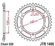 JT Sprockets Rear Steel Sprocket 43 Tooth 43T 520 Chain JTR1490.43