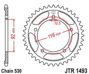 JT Sprockets Rear Steel Sprocket 42 Tooth 42T 530 Chain For Kawasaki Ninja ZX14R ZX1400 ABS 2013-15 JTR1493.42