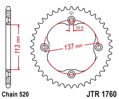 JT Sprockets Rear Steel Sprocket 36 Tooth 36T 520 Chain JTR1760.36