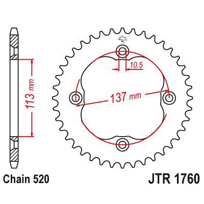 JT Sprockets Rear Steel Sprocket 38 Tooth 38T 520 Chain JTR1760.38