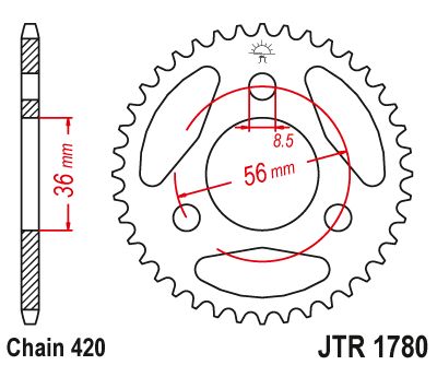 JT Sprockets Rear Steel Sprocket 28 Tooth 28T 420 Chain JTR1780.28