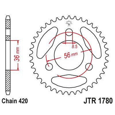 JT Sprockets Rear Steel Sprocket 28 Tooth 28T 420 Chain JTR1780.28