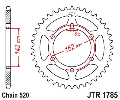 JT Sprockets Rear Steel Sprocket 48 Tooth 48T 520 Chain JTR1785.48