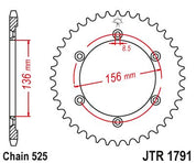 JT Sprockets Rear Steel Sprocket 42 Tooth 42T 525 Chain JTR1791.42