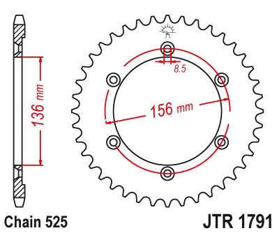 JT Sprockets Rear Steel Sprocket 42 Tooth 42T 525 Chain JTR1791.42