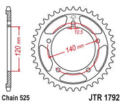 JT Sprockets Rear Steel Sprocket 45 Tooth 45T 525 Chain JTR1792.45