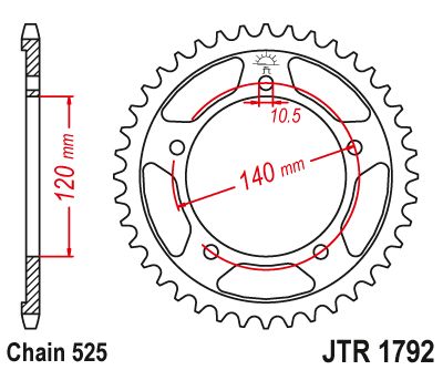 JT Sprockets Rear Steel Sprocket 45 Tooth 45T 525 Chain JTR1792.45