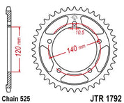 JT Sprockets Rear Steel Sprocket 42 Tooth 42T 525 Chain For Suzuki Vstrom 1000 DL1000A ABS XT Adv XZ-L9 2019 JTR1792.42