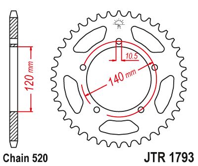 JT Sprockets Rear Steel Sprocket 42 Tooth 42T 520 Chain JTR1793.42