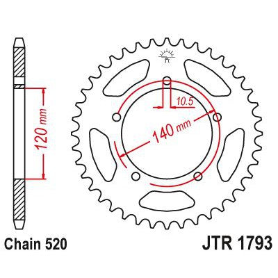 JT Sprockets Rear Steel Sprocket 42 Tooth 42T 520 Chain JTR1793.42