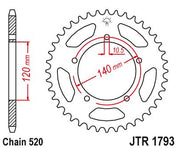 JT Sprockets Rear Steel Sprocket 42 Tooth 42T 520 Chain For Suzuki GSXR750 Y,K1-K3 Fuel Injection SRAD 520 JTR1793.42