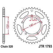 JT Sprockets Rear Steel Sprocket 45 Tooth 45T 520 Chain JTR1793.45