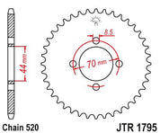 JT Sprockets Rear Steel Sprocket 22 Tooth 22T 520 Chain JTR1795.22